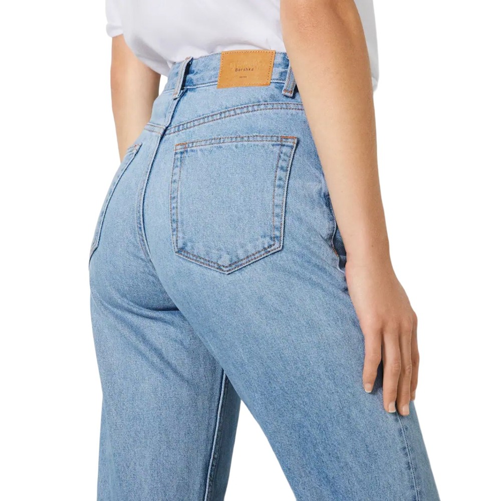 New BERSHKA Womens Blue Jeans Straight Fit High Rise Denim Pants Size US 4/EU 36 - Picture 3 of 13